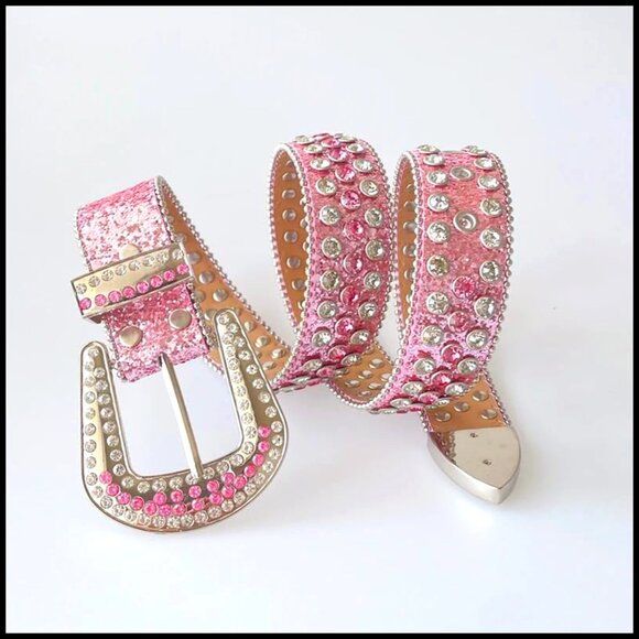 Studded Rhinestone Belt Y2K Cowgirl Western Festival Bling Removable Buckle main image 4